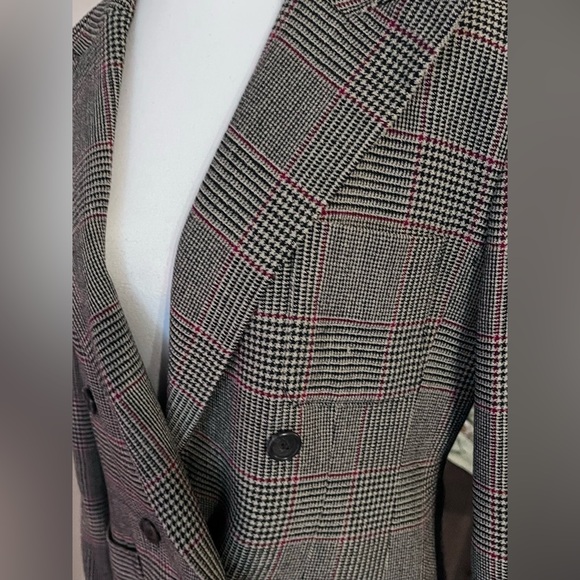 Vintage Ralph Lauren Plaid Blazer Jacket Size 8 Designer 80s 90s retro black red - Picture 10 of 13